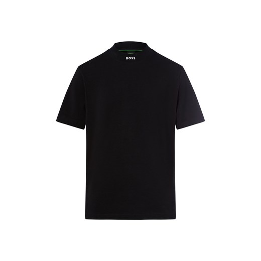 BOSS Green Koszulka męska - Tee Collar Zone Mężczyźni Bawełna czarny jednolity ze sklepu vangraaf w kategorii T-shirty męskie - zdjęcie 186178662