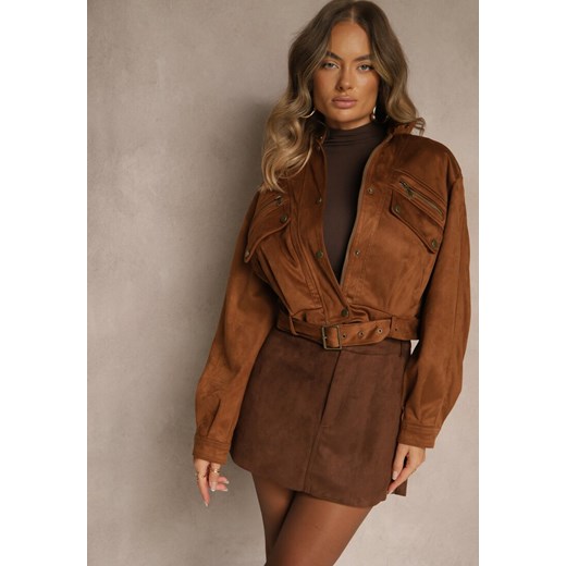 Brązowa Spódnica VICES Mini Stylizowana na Zamszową Tivite - id: ART-PL4-54-BROWN - marki Renee - 186178873 Brązowa Spódnica VICES Mini Stylizowana na Zamszową Tivite ze sklepu renee.pl w kategorii Spódnice - zdjęcie 186178873
