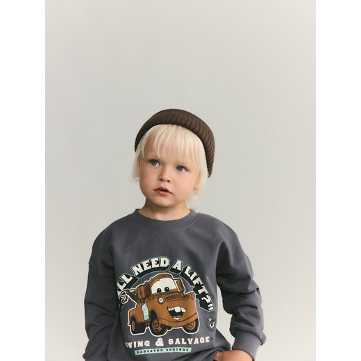 Reserved - Bawełniany longsleeve Auta - ciemnoszary ze sklepu Reserved w kategorii Bluzy chłopięce - zdjęcie 186182100