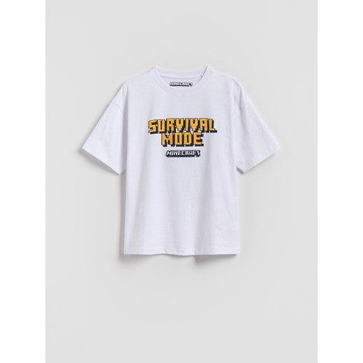 Reserved - Bawełniany t-shirt Minecraft - biały ze sklepu Reserved w kategorii T-shirty chłopięce - zdjęcie 186182181