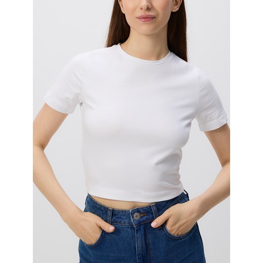 Reserved - Bawełniany crop top - biały ze sklepu Reserved w kategorii Bluzki damskie - zdjęcie 186182914