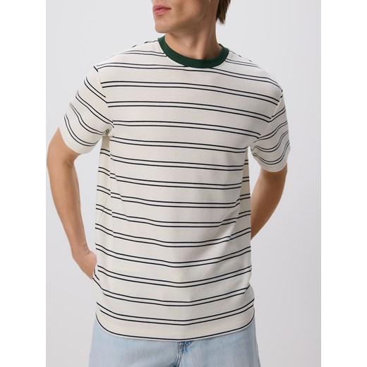 Reserved - T-shirt comfort w paski - biały Reserved XL Reserved okazja