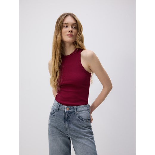 Reserved - Bawełniany top - bordowy ze sklepu Reserved w kategorii Bluzki damskie - zdjęcie 186183563