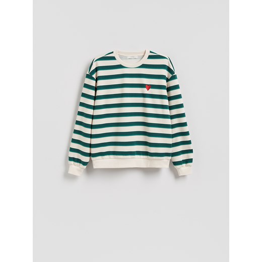 Reserved - Bluza z drobnym haftem - ciemnozielony ze sklepu Reserved w kategorii Bluzy damskie - zdjęcie 186183703