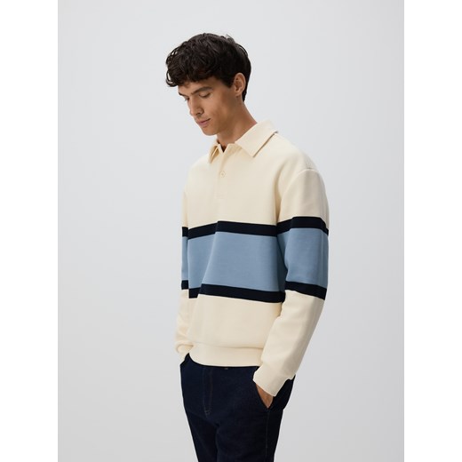 Reserved - Bluza regular fit z kołnierzem - złamana biel ze sklepu Reserved w kategorii Bluzy męskie - zdjęcie 186183883