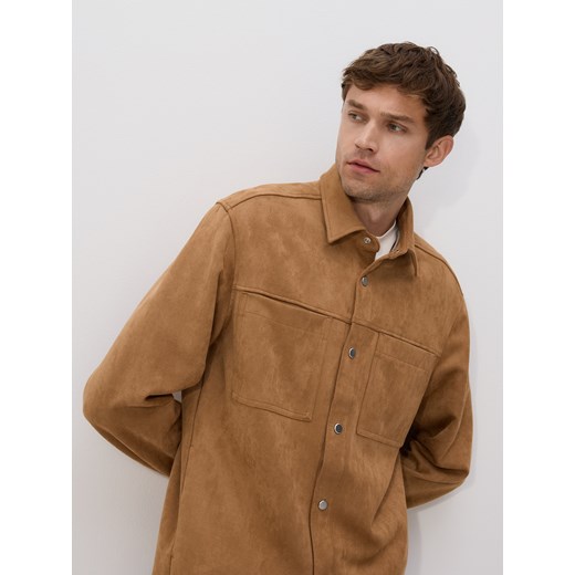 Reserved - Koszula comfort z imitacji zamszu - brązowy ze sklepu Reserved w kategorii Koszule męskie - zdjęcie 186184193