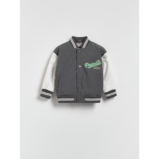 Reserved - Kurtka bomber Snoopy - ciemnoszary ze sklepu Reserved w kategorii Kurtki chłopięce - zdjęcie 186184321