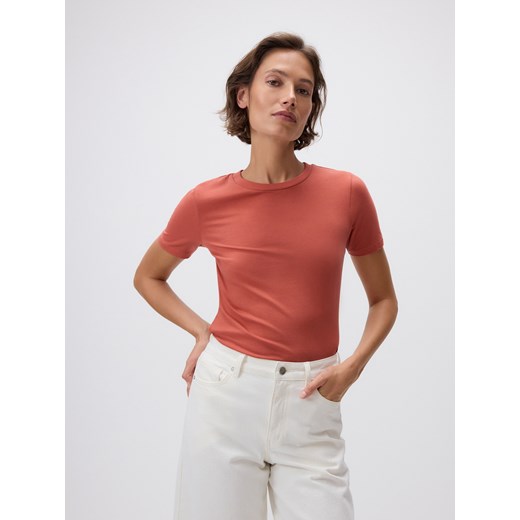 Reserved - T-shirt regular - miedziany ze sklepu Reserved w kategorii Bluzki damskie - zdjęcie 186184644