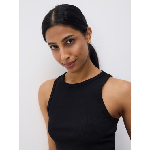 Reserved - Bawełniany top - czarny ze sklepu Reserved w kategorii Bluzki damskie - zdjęcie 186184743