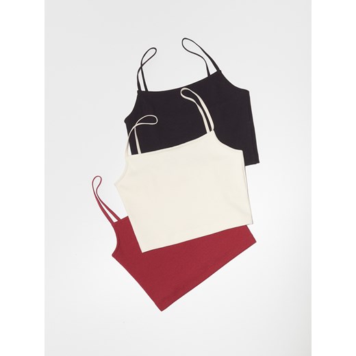 Reserved - Krótki top na ramiączkach - złamana biel ze sklepu Reserved w kategorii Bluzki damskie - zdjęcie 186184910