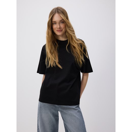 Reserved - Bawełniany t-shirt oversize - czarny ze sklepu Reserved w kategorii Bluzki damskie - zdjęcie 186185032