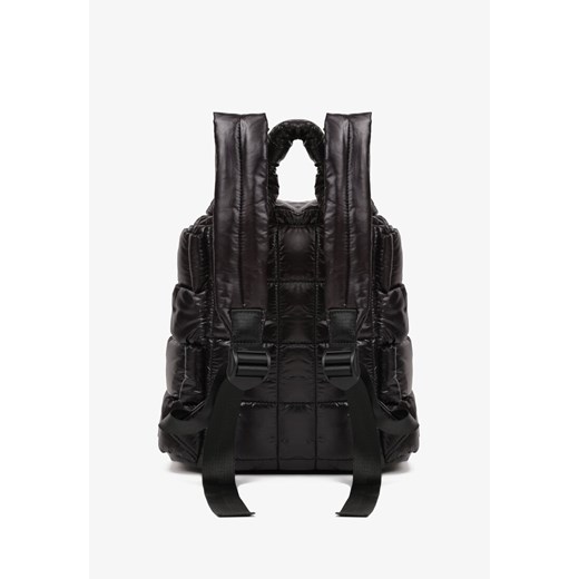 Czarny Pikowany Plecak w Stylu Puffer z Klapą i Ściągaczem Ruvitte ONE SIZE born2be.pl