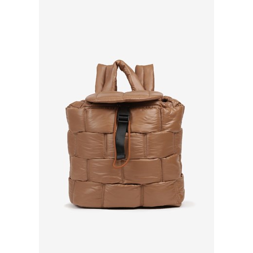 Beżowy Pikowany Plecak w Stylu Puffer z Klapą i Ściągaczem Ruvitte ze sklepu born2be.pl w kategorii Plecaki - zdjęcie 186185104