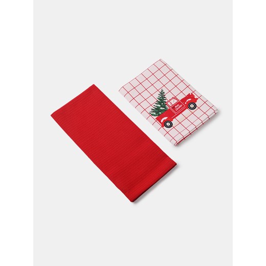 Sinsay - Ścierki kuchenne z motywem świątecznym 2 pack - biały Sinsay One Size Sinsay