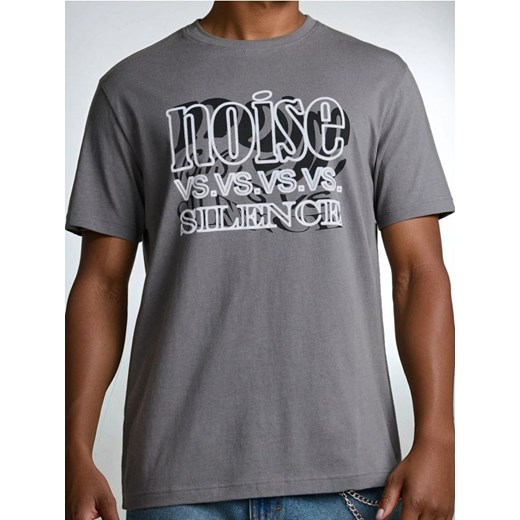 Sinsay - Koszulka z nadrukiem z bawełny - szary ze sklepu Sinsay w kategorii T-shirty męskie - zdjęcie 186185574