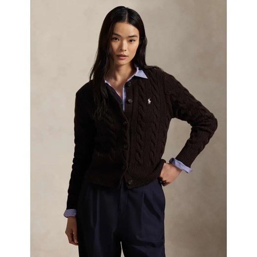 POLO RALPH LAUREN Wełniany kardigan | Slim Fit | z dodatkiem kaszmiru ze sklepu Gomez Fashion Store w kategorii Swetry damskie - zdjęcie 186186460