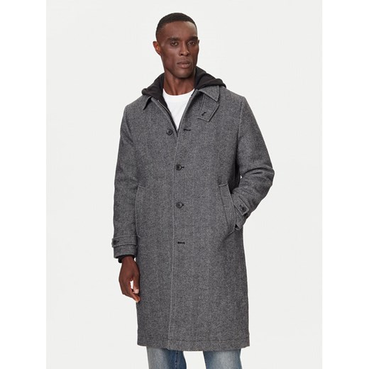 Calvin Klein Płaszcz wełniany LV04LD510G Szary Regular Fit ze sklepu MODIVO w kategorii Płaszcze męskie - zdjęcie 186186664