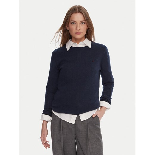 Tommy Hilfiger Sweter WW0WW40264 Granatowy Regular Fit ze sklepu MODIVO w kategorii Swetry damskie - zdjęcie 186186752