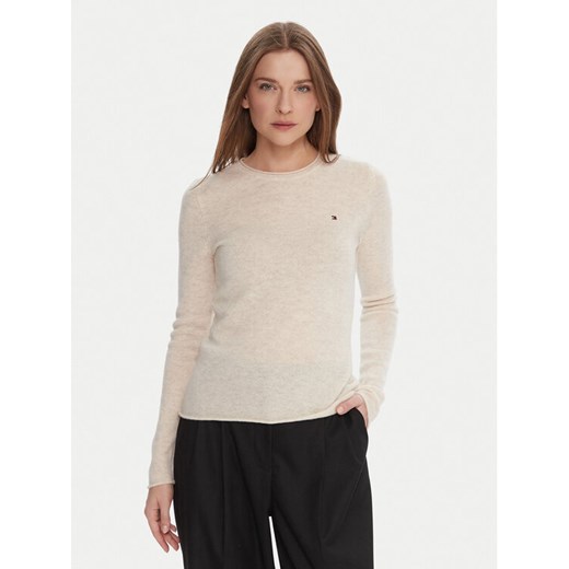 Tommy Hilfiger Sweter WW0WW40264 Écru Regular Fit ze sklepu MODIVO w kategorii Swetry damskie - zdjęcie 186186834