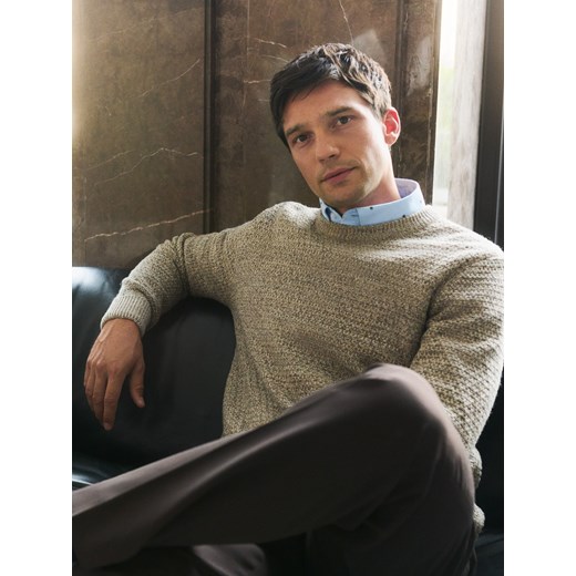 Reserved - Sweter z domieszką wełny - beżowy ze sklepu Reserved w kategorii Swetry męskie - zdjęcie 186187951