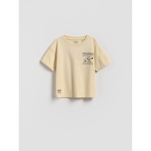 Reserved - Bawełniany t-shirt Snoopy - kremowy ze sklepu Reserved w kategorii T-shirty chłopięce - zdjęcie 186188140