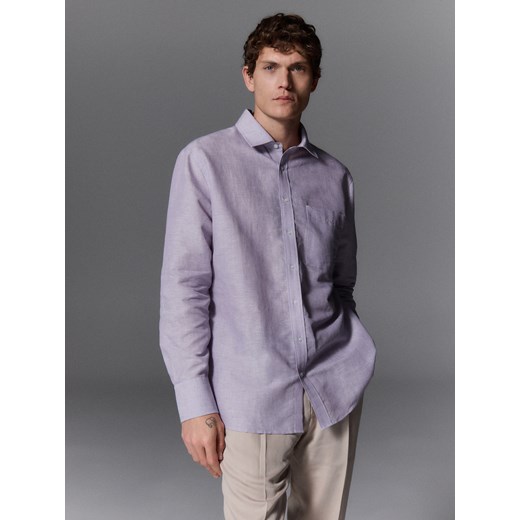 Reserved - Koszula comfort fit z lnem - lawendowy ze sklepu Reserved w kategorii Koszule damskie - zdjęcie 186188821