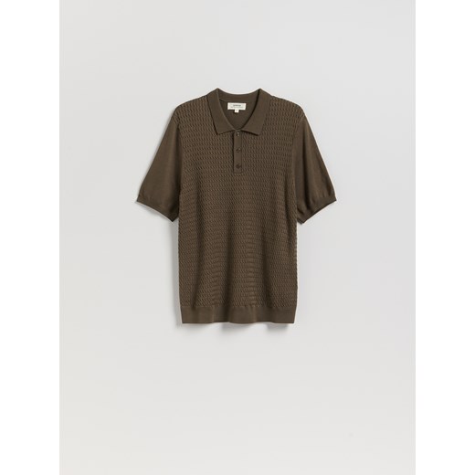 Reserved - Koszulka polo z wiskozą CIRCULOSE® - zielony ze sklepu Reserved w kategorii T-shirty męskie - zdjęcie 186188972