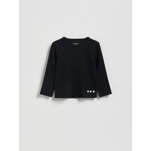 Reserved - Prążkowana koszulka - czarny ze sklepu Reserved w kategorii Bluzki dziewczęce - zdjęcie 186189123