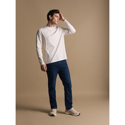 Reserved - Bawełniany longsleeve - biały ze sklepu Reserved w kategorii T-shirty męskie - zdjęcie 186189204