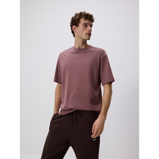 Reserved - Bawełniany t-shirt boxy - jasnofioletowy Reserved L Reserved