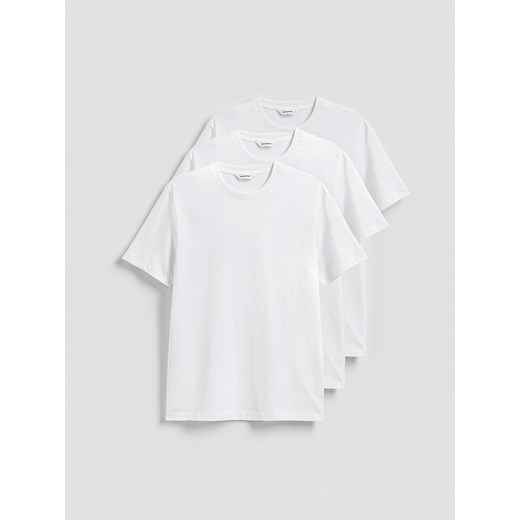Reserved - T-shirt regular 3 pack - biały ze sklepu Reserved w kategorii T-shirty męskie - zdjęcie 186189614