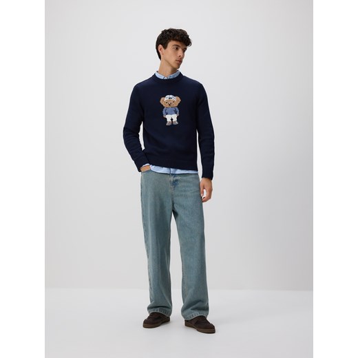 Reserved - Sweter z wyszywanym wzorem - granatowy - id: 955GC-59P - marki Reserved - 186190960 Reserved - Sweter z wyszywanym wzorem - granatowy ze sklepu Reserved w kategorii Swetry męskie - zdjęcie 186190960