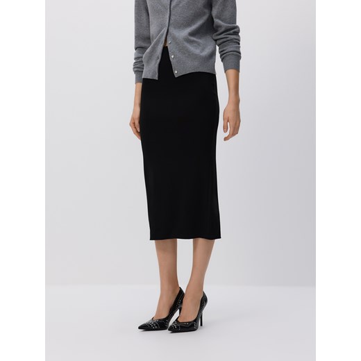 Reserved - Spódnica midi z wiskozą - czarny ze sklepu Reserved w kategorii Spódnice - zdjęcie 186191033
