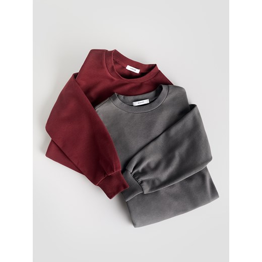 Reserved - Gładka bluza z bawełną - ciemnoszary Reserved S Reserved