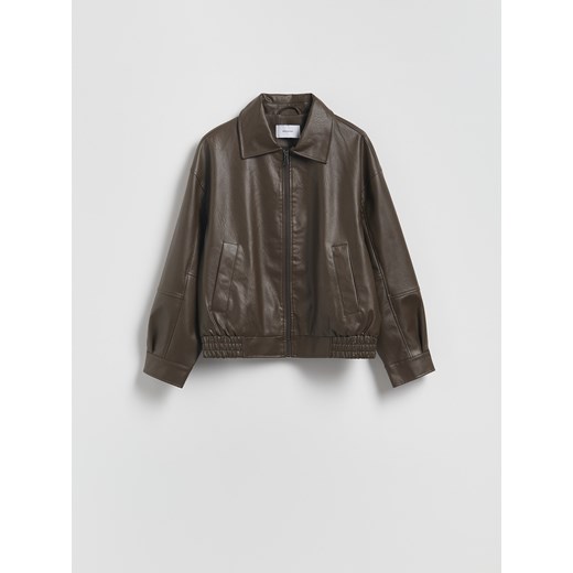 Reserved - Kurtka bomberka z kołnierzykiem - ciemnobrązowy ze sklepu Reserved w kategorii Kurtki damskie - zdjęcie 186191210