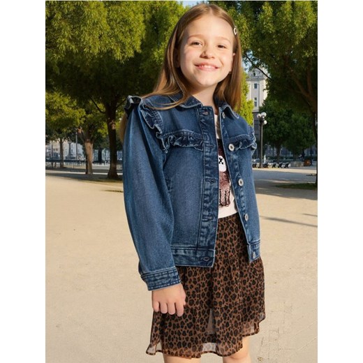 Sinsay - Kurtka jeansowa z ozdobnymi falbanami - niebieski Sinsay 98 (2-3 l) Sinsay