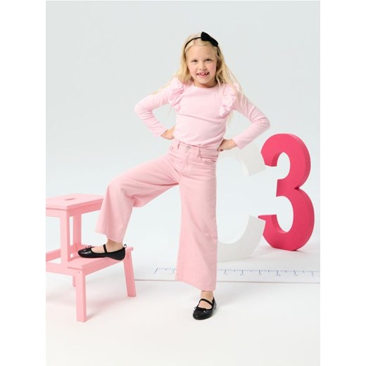 Sinsay - Koszulka z długimi rękawami z falbanami - różowy ze sklepu Sinsay w kategorii Bluzki dziewczęce - zdjęcie 186191984