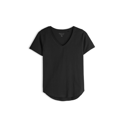 GATE Podstawowy bawełniany t-shirt z dekoltem w serek 34 ze sklepu gateshop w kategorii Bluzki damskie - zdjęcie 186192361