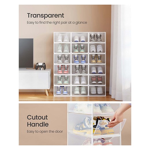 Songmics Pudełka (18 szt.) w kolorze białym na buty - 23 x 14,5 x 33,2 cm Songmics onesize promocyjna cena Limango Polska