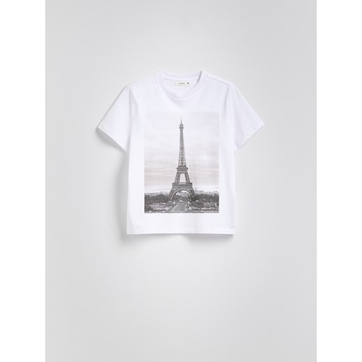 Reserved - T-shirt z nadrukiem - biały ze sklepu Reserved w kategorii Bluzki damskie - zdjęcie 186193774