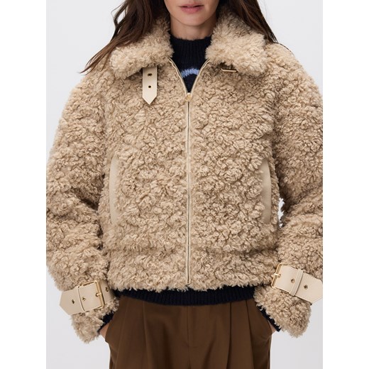 Reserved - Kurtka ze sztucznego baranka - kremowy ze sklepu Reserved w kategorii Kurtki damskie - zdjęcie 186193883