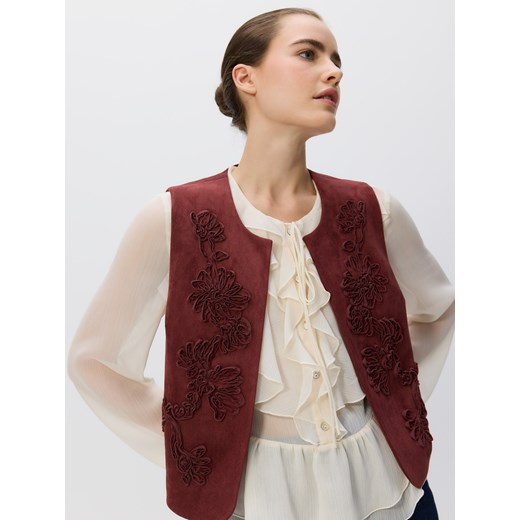 Reserved - Kamizelka z imitacji zamszu - bordowy ze sklepu Reserved w kategorii Kamizelki damskie - zdjęcie 186194141