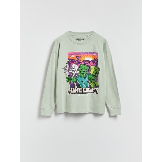 Reserved - Longsleeve Minecraft - jasnozielony ze sklepu Reserved w kategorii T-shirty chłopięce - zdjęcie 186194371