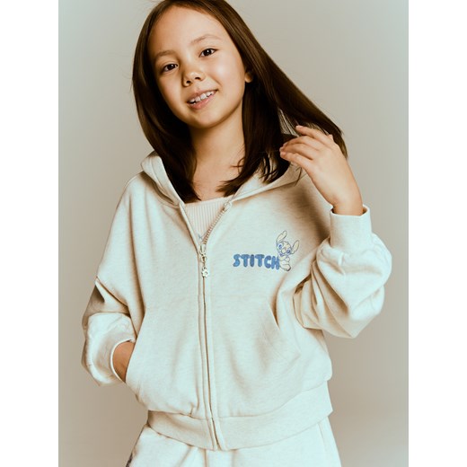 Reserved - Bluza z kapturem Lilo i Stitch - beżowy ze sklepu Reserved w kategorii Bluzy dziewczęce - zdjęcie 186194390