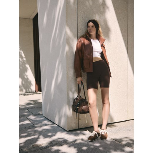 Reserved - Bawełniane kolarki - ciemnobrązowy ze sklepu Reserved w kategorii Szorty - zdjęcie 186194850