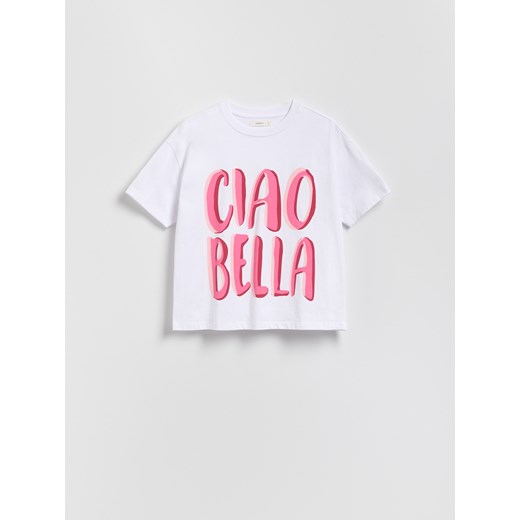 Reserved - T-shirt z nadrukiem - biały ze sklepu Reserved w kategorii Bluzki damskie - zdjęcie 186195152