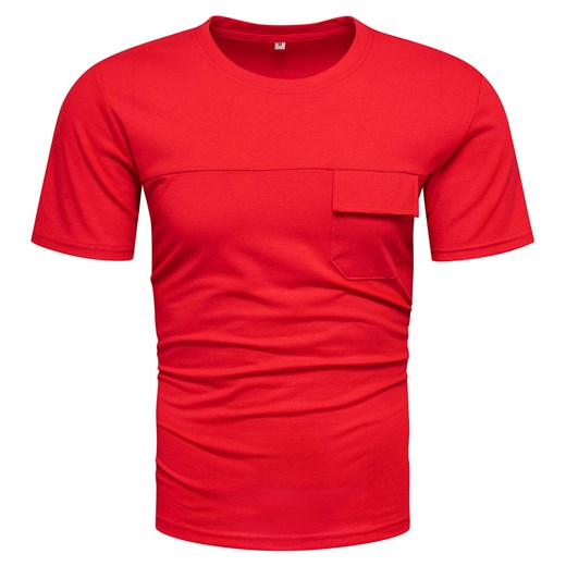 Koszulka męska czerwona z kieszonką Recea ze sklepu Recea.pl w kategorii T-shirty męskie - zdjęcie 186195890