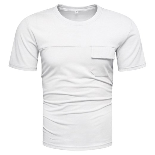 Koszulka męska biała z kieszonką Recea ze sklepu Recea.pl w kategorii T-shirty męskie - zdjęcie 186195891