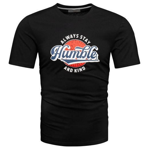 Koszulka bawełniana męska t-shirt z printem czarny Recea ze sklepu Recea.pl w kategorii T-shirty męskie - zdjęcie 186195901