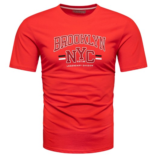 Koszulka bawełniana męska t-shirt z printem czerwony Recea ze sklepu Recea.pl w kategorii T-shirty męskie - zdjęcie 186195904